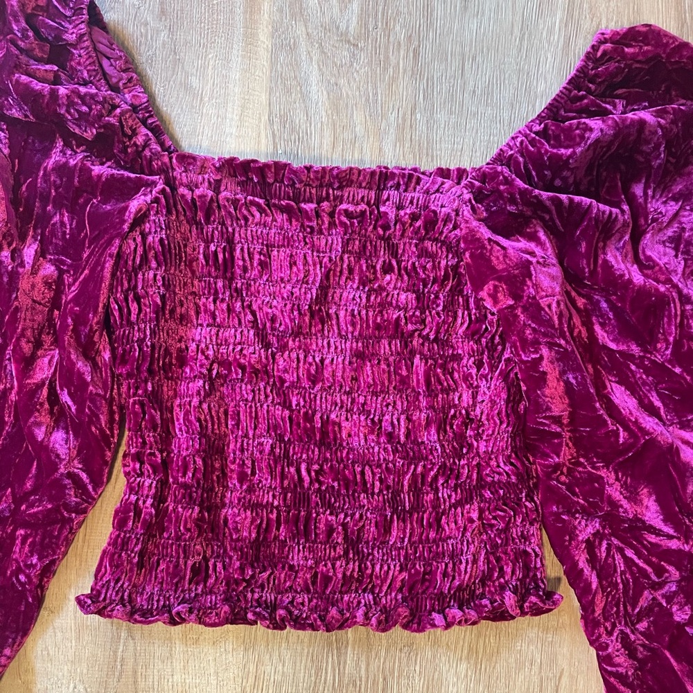 Anthropologie Puff Sleeve Velvet Blouse - Picture 11 of 11